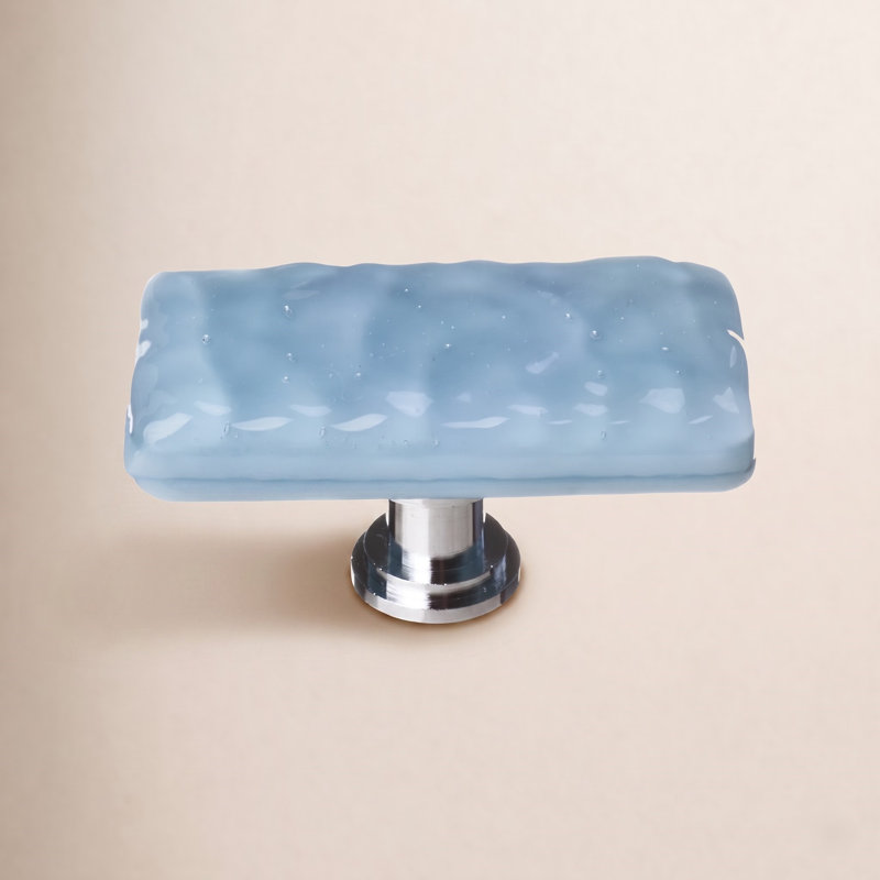 Glacier Square Knob, Polished Chrome, Powder Blue, Long Knob