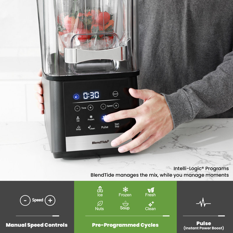 Mélangeur sous vide commercial avec écran silencieux - puissance de 1500 W, capacité de 64 oz, autonettoyant pour les boissons gazeuses et les boissons glacées