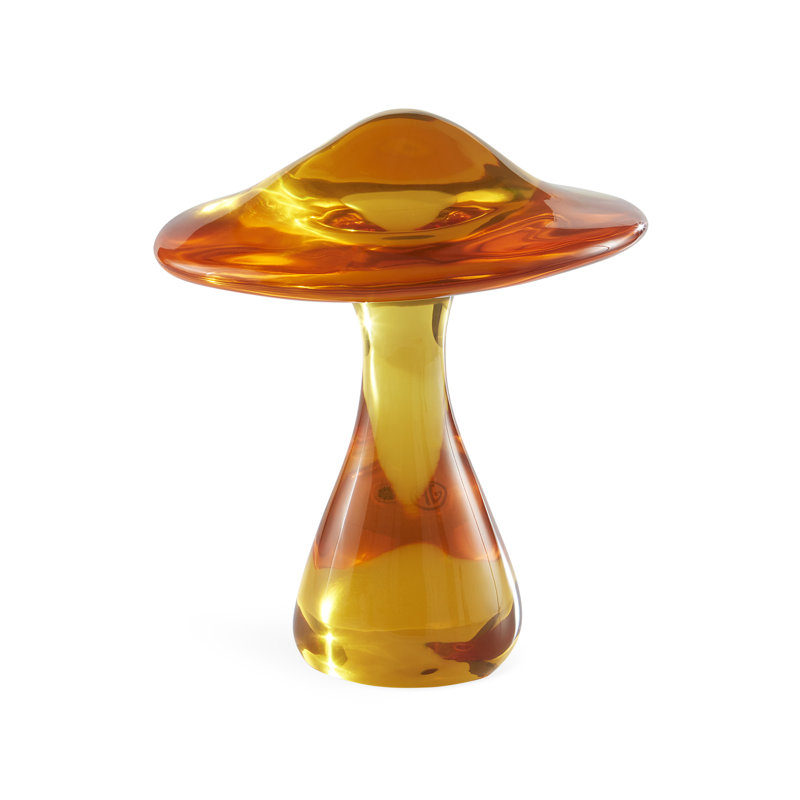 Acrylic Mushroom Sculpture, 13.5" H x 11.5" W x 11.5" D , Orange