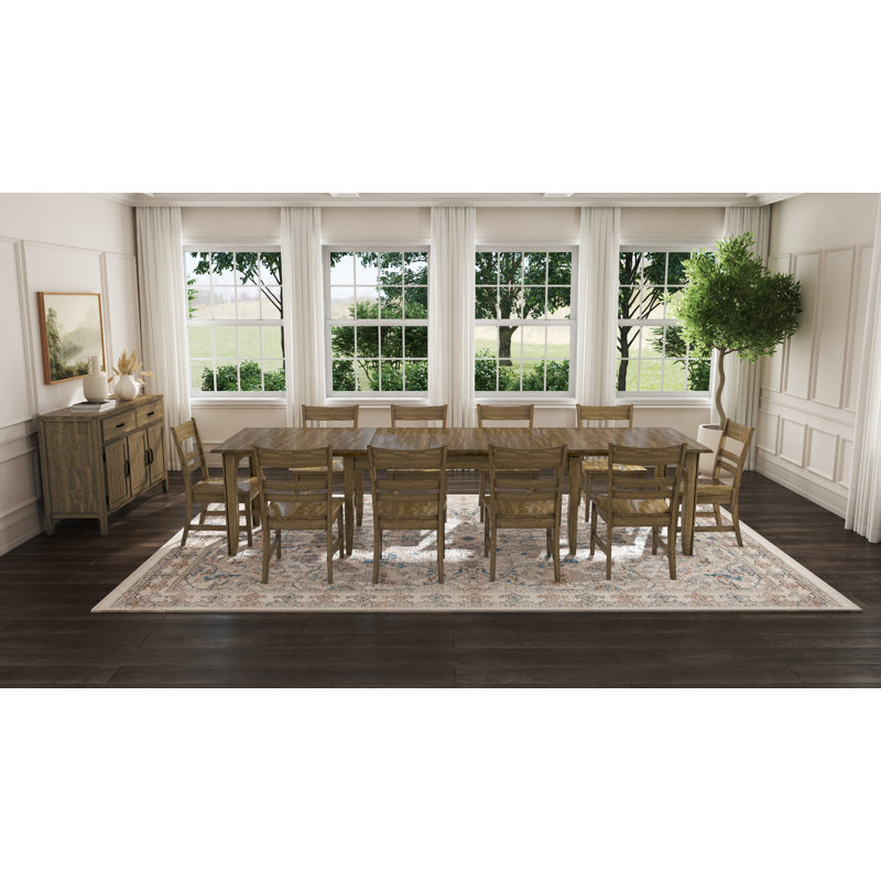 Ensemble de salle à manger extensible Ghia pour 9 personnes avec buffet, 12 Pieces: Table, 10 Chairs, Sideboard