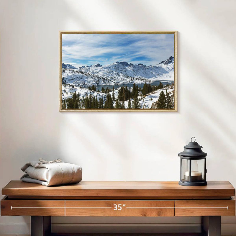Scène de montagne Sierra Nevada, Cadre flottant en bois naturel, 19 po x 13 po
