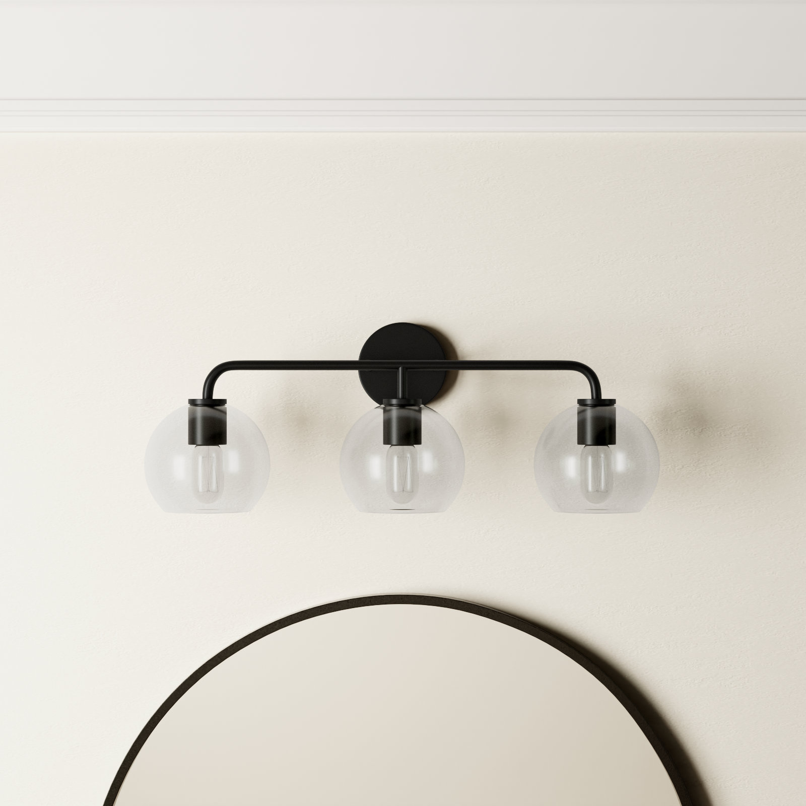 Childerley 3-Light Dimmable Vanity Light, Midnight Black, Clear