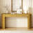 58.2" Entryway Table With Large Top And Dual Drawers,Console Table With Arched Sturdy Legs Stripe Design,Pine Veneer Sofa Table With Adjustable Feet For Living Room, Hallway,Foyer, Kitchen-917429658