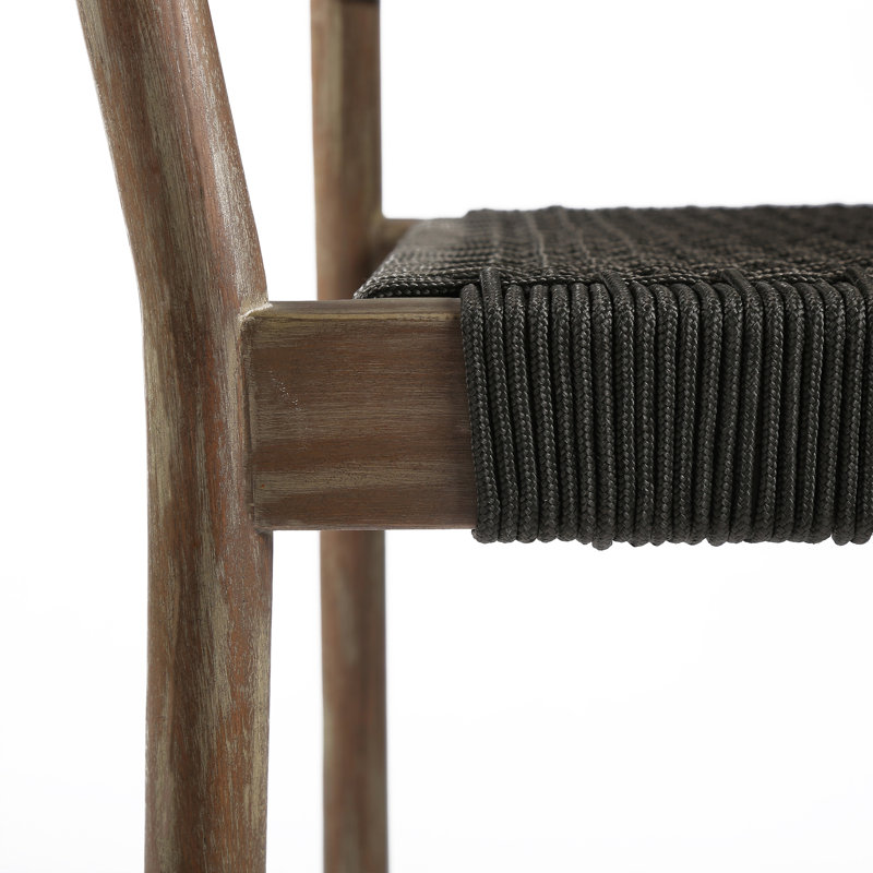 Ensemble repas d'extérieur en eucalyptus et corde Izola 5 pièces , Brun clair / gris anthracite