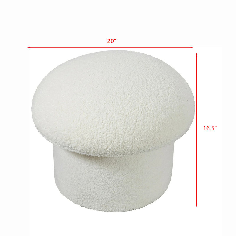 Mushroom Upholstered Storage Ottoman, Cream