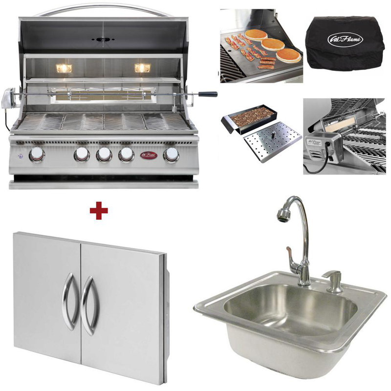 Ensemble de barbecue au propane liquide à 4 brûleurs en acier inoxydable P4