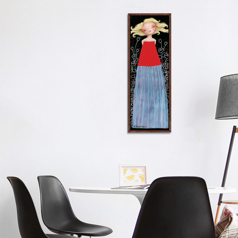 Blondie by Teresa Kogut - Panoramic Painting on Canvas, 121.92cm H x 40.64cm W x 3.81cm D, Classic Brown Wood Floater Framed