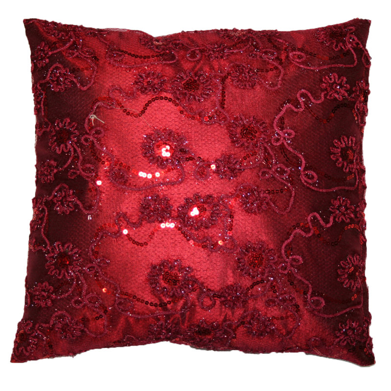 Crown Floral Reversible Throw Pillow, Burgundy