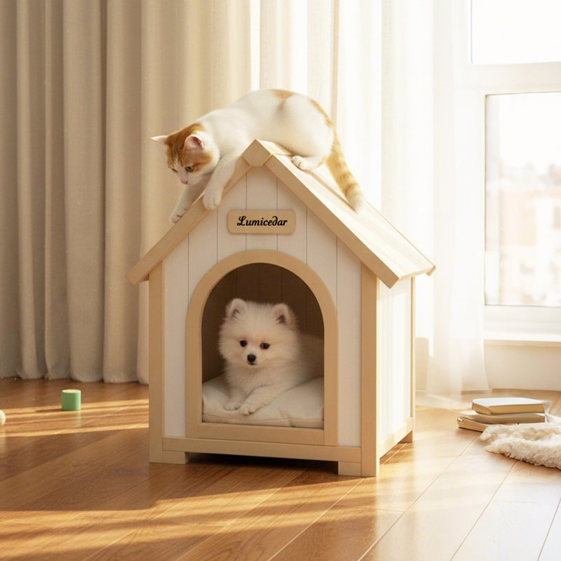 Niche pour chien en bois de cèdre avec toit surélevé Terra