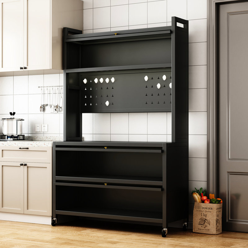 Étagère de rangement en métal gris - poids de 56,88 lb, capacité de charge de 250 kg, roues pivotantes à 360 °, armoire double ouverte pour une économie d'espace dans la cuisine de 17,32 po Largeur, profondeur 3,91, charge, rangement de la porte