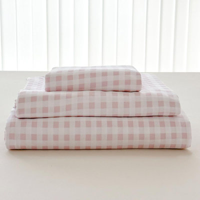 Gingham Sheet Set, Pre-Washed Microfiber Ultra-Soft Plaid Grid Sheets