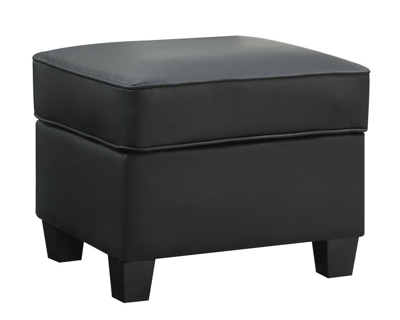 Faux Leather Ottoman, Black