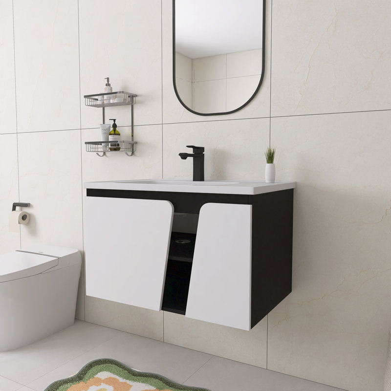 Ensemble de meuble-lavabo simple mural 32 po avec plateau en céramique Harpwell, 32"