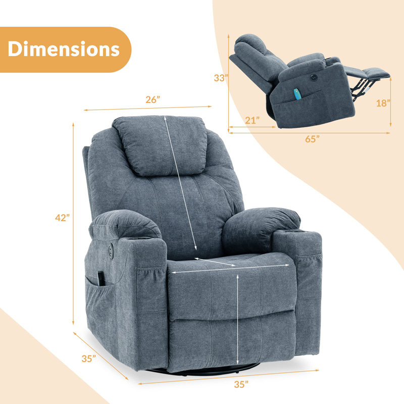 Fauteuil inclinable Nafees, Mélange de polyester gris / bleu