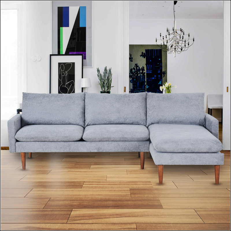 Canapé en L avec cachemire rembourré: design multifonctionnel, apparence de luxe moderne, Lin gris