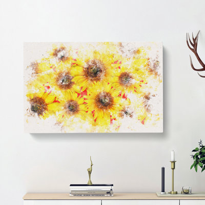 Wall Of Yellow Sunflowers - Wrapped Canvas Print