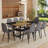 Table and chair set.71*35.4 inch Wooden And Black Spliced Dining Table With Storage Function In The Middle Of The Table Legs.Paired With Chairs Made Of Lnen Fabric.Iron pipe spraying Legs-49108270-49108268