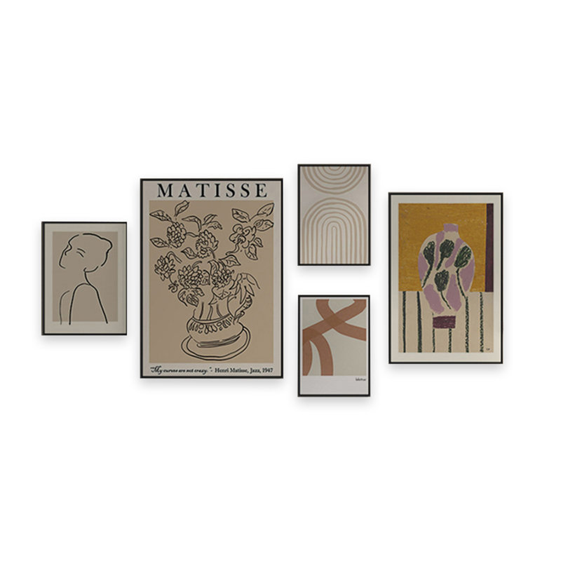 Ensemble d'art mural 5 pièces Mid-Century, H 31,5 po x l 23,62 po
