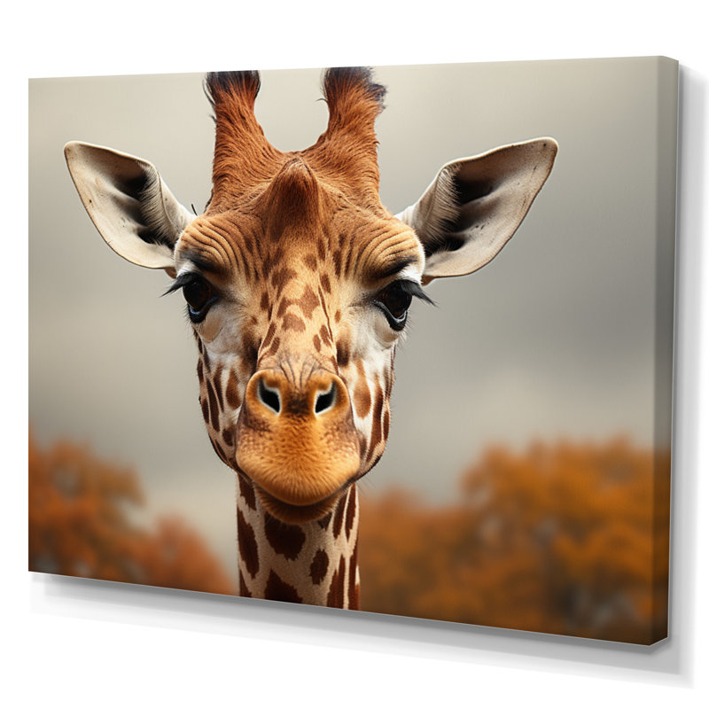 «Kristyle Giraffe Gentle Portrait», reproduction, H 30 po x l 40 po, Toile tendue