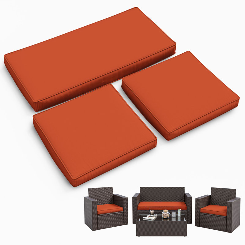 3-Piece Outdoor Seat Cushion Set, Orange