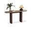 Console ovale en pierre blanche avec bois massif-1133398817
