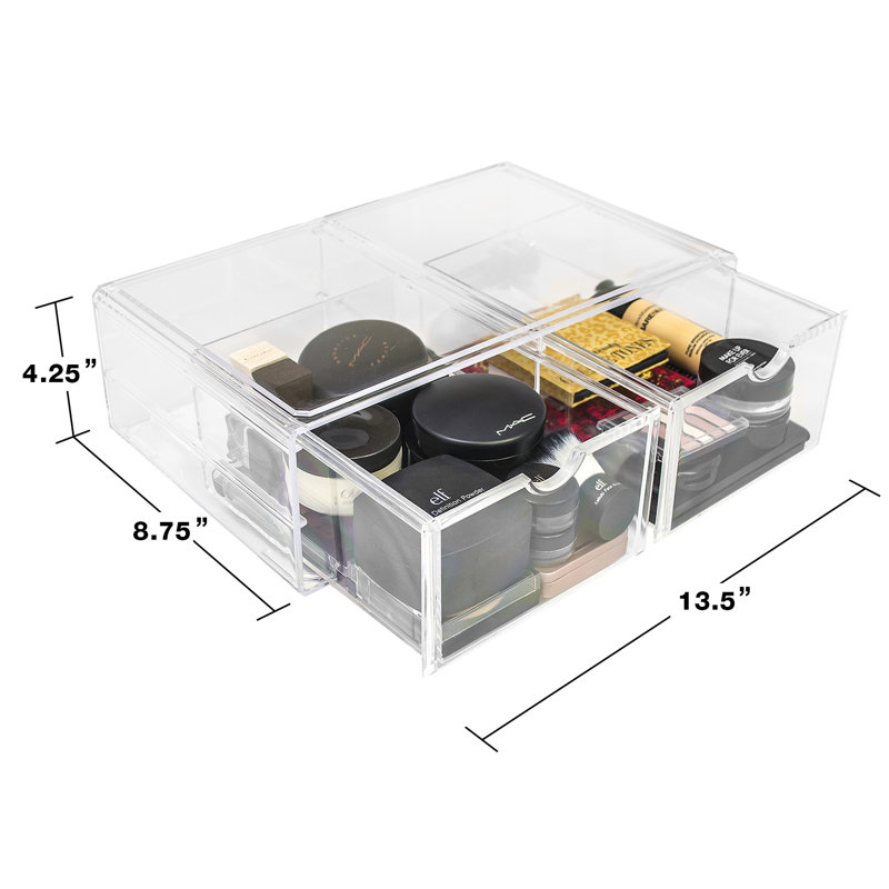 Sorbus 2-Drawer Cosmetic Acrylic Organizer, Stackable, Extra-Large in Clear