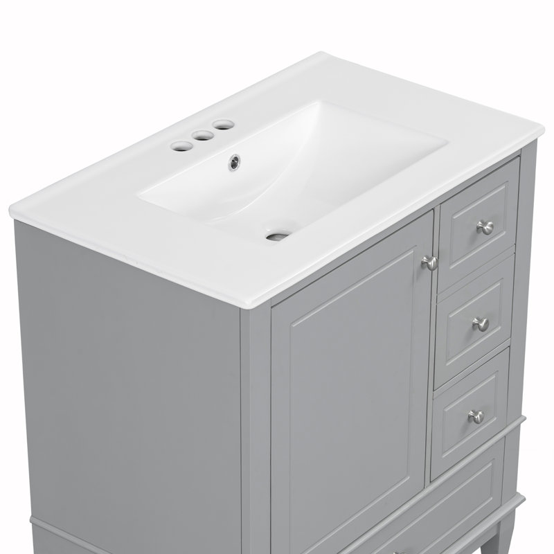 Meuble-lavabo 30 po avec lavabo, Gris, Argent argent