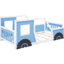 Lit plateforme simple bleu avec roulettes - fait de bois de pin robuste et d'une décoration intérieure élégante en forme de voiture-1089804000-1089804001
