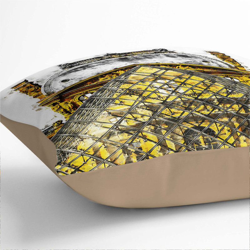 Louvre Museum in Paris France Cushion with Filling, 55cm H x 55cm W x 20cm D, Stone