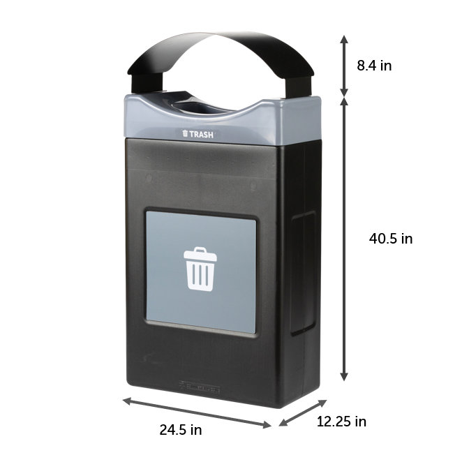 Poubelle Avante de zone commerciale, unité peu profonde de 30 gallons avec couvercle de pavillon, doublure incluse