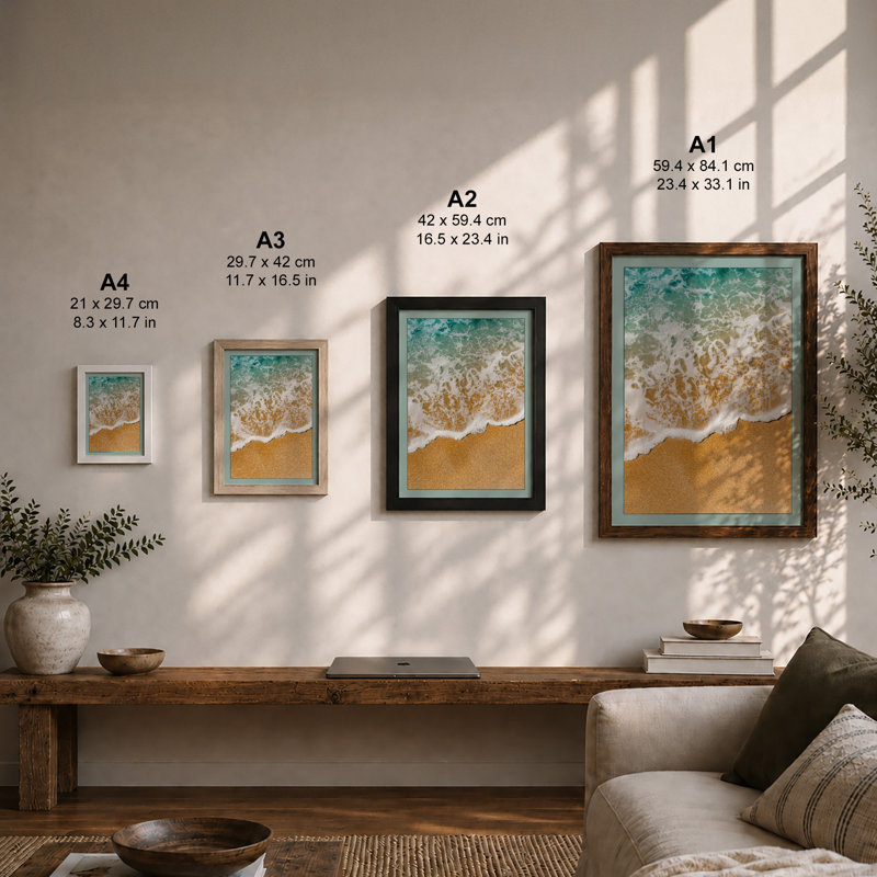 Turquoise Shoreline Coastal - Print, Unframed, A1 - 84.1 x 59.4 cm