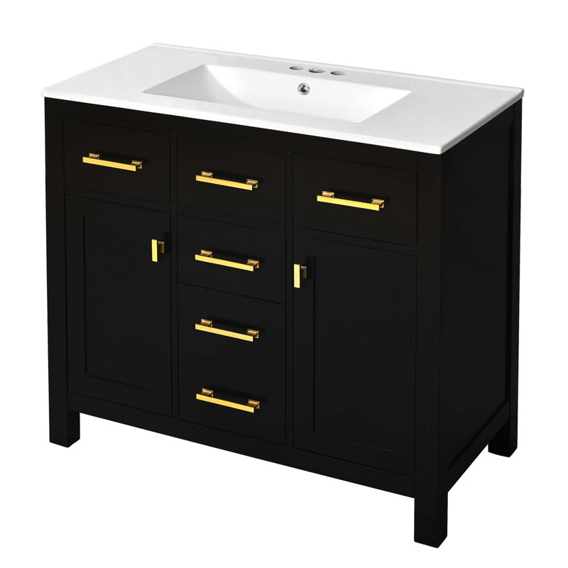 Ensemble de meuble-lavabo moderne avec plusieurs options de rangement et des matériaux de haute qualité, Noir