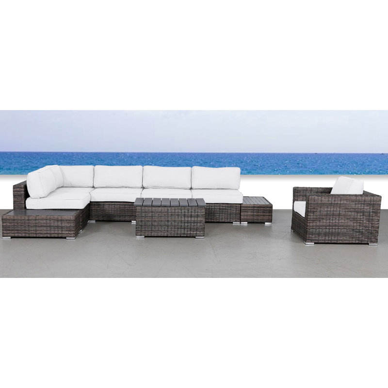 Ensemble de conversation modulaire avec coussins Sunbrella 9 pièces Deshell |, Brun