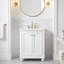 Meuble-lavabo moderne autoportant 24 po blanc avec lavabo en céramique, rangement ajustable, tablette réglable-130920196