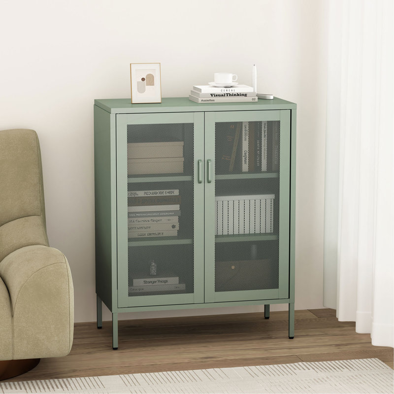 Amelia 32" Metal Accent Cabinet, Sage Green