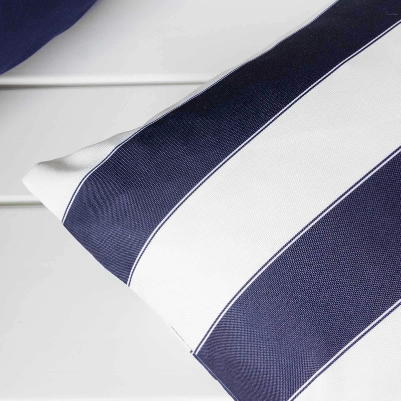 Striped Outdoor Reversible Throw Pillow, Navy, 14" x 20"