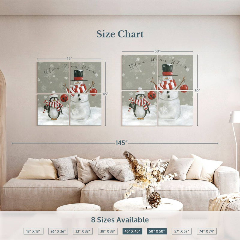 Lelend Snow Penguins Let It Snow, 50" H x 50" W