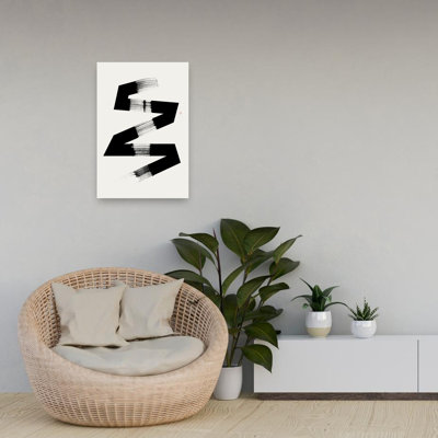 Dynamic Ink Zigzag Abstract Bold Contemporary Wall Art Print 1 Piece Wrapped Canvas Wall Art