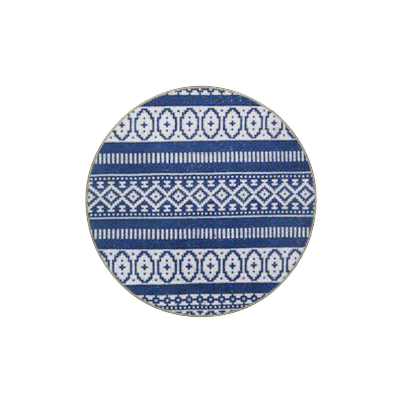 Tapis bleu délavé à motif géométrique mixte, Tapis de couloir 2 pi 6 po x 6 pi 7 po inclus