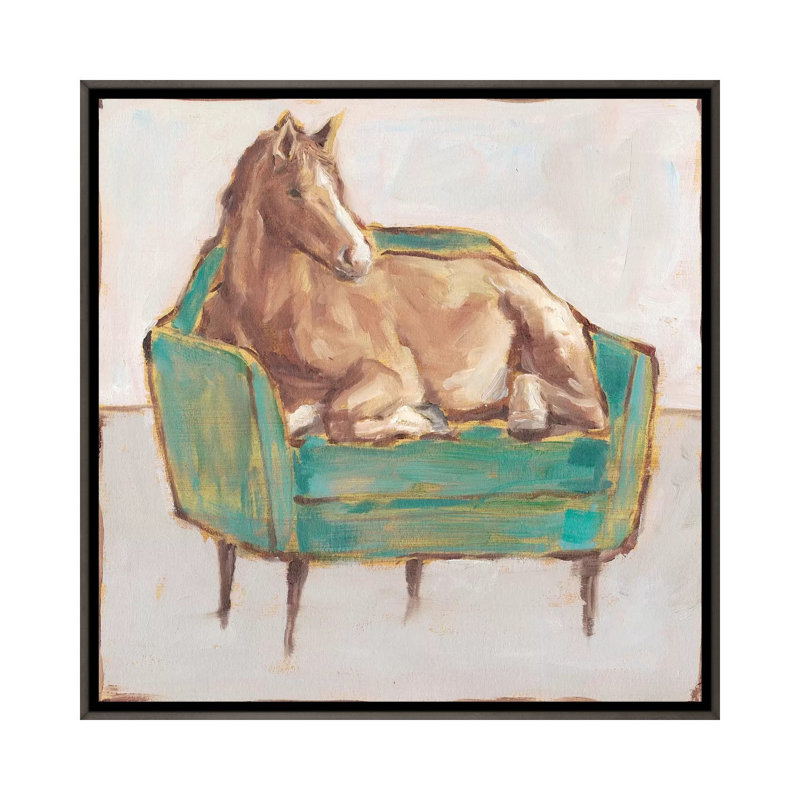 Créature confort II par Ethan Harper - reproduction d'art, Pas de tapis, Toile avec cadre gris, H 37 po x l 37 po x P 1,5 po