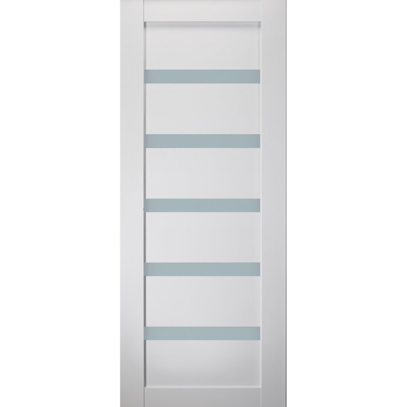 Snow White Frosted Glass and Composite Wood Interior Door Slab