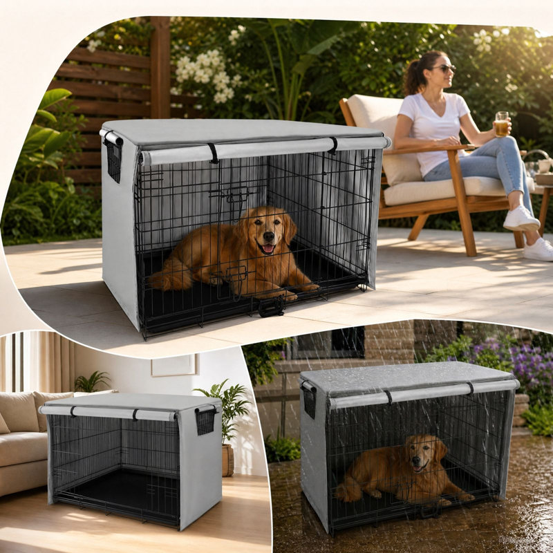 pets carrier bagss All-Weather Pet Cage Cover 94x61x63.5cm Reflective Coated Fabric Rain And Sun Shield, Gray