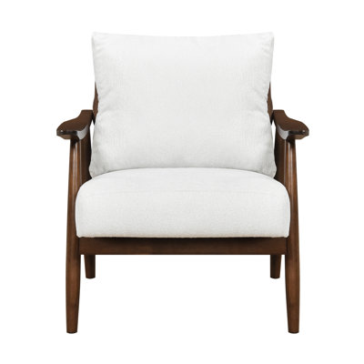 Chaise de salon beige en bois massif avec rembourrage à ressorts ensachés