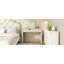 Meuble-lavabo classique en bois avec miroir rabattable, coiffeuse 3 en 1 avec 2 tiroirs et espace de rangement pour la chambre à coucher, champagne-1409630879