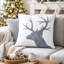 Housse de coussin Holiday Holiday, velours renne blanc et gris, carré de 20 pouces