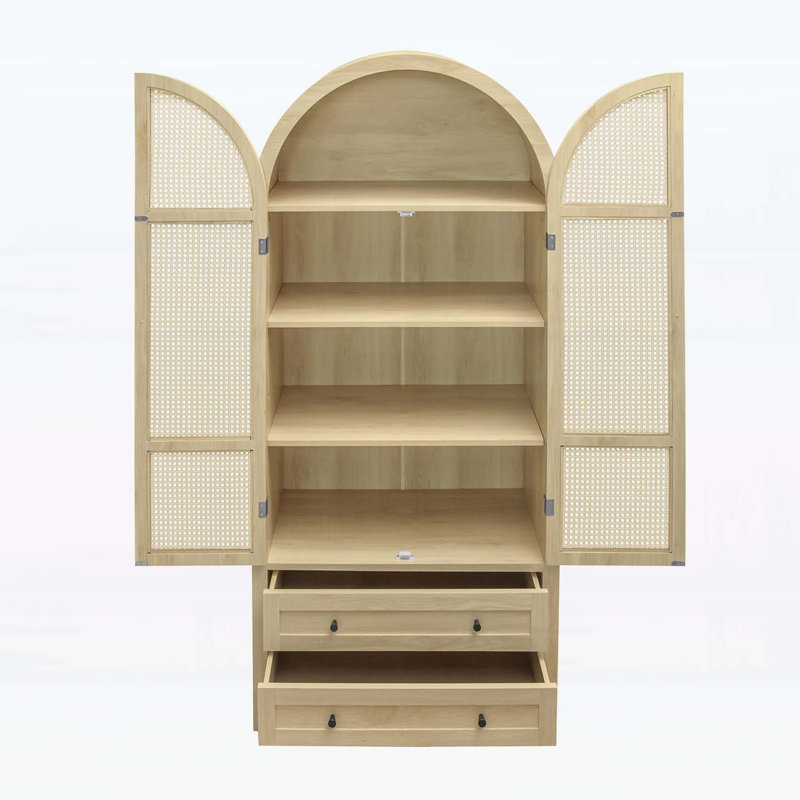 Garde-manger arqué de 70,28 po de hauteur, avec 2 tiroirs et tablettes réglables