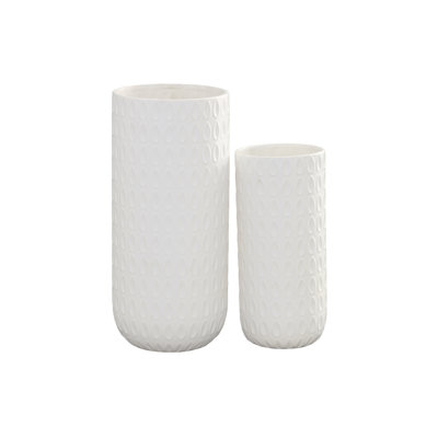 Vase rond en céramique blanc mat