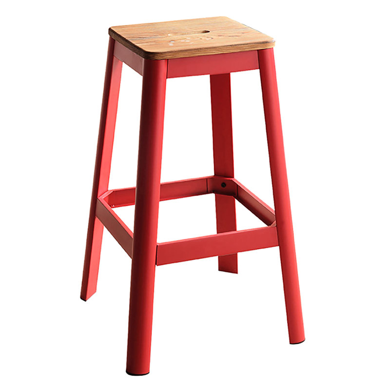 Armless Bar Stool With Crossbar Support
