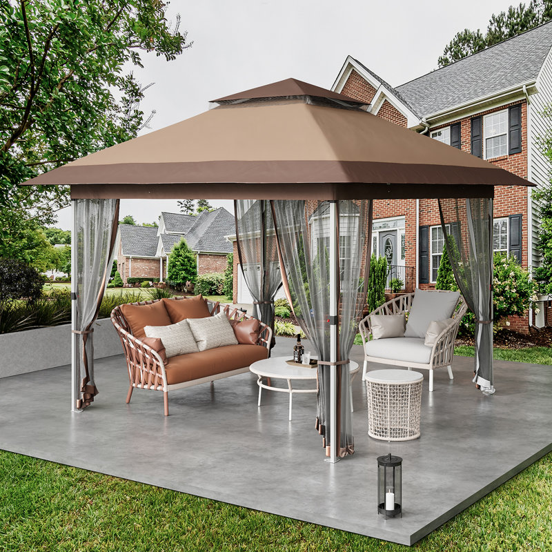 Vault Gazebo, 9' H x 12' W x 12' D, Brown