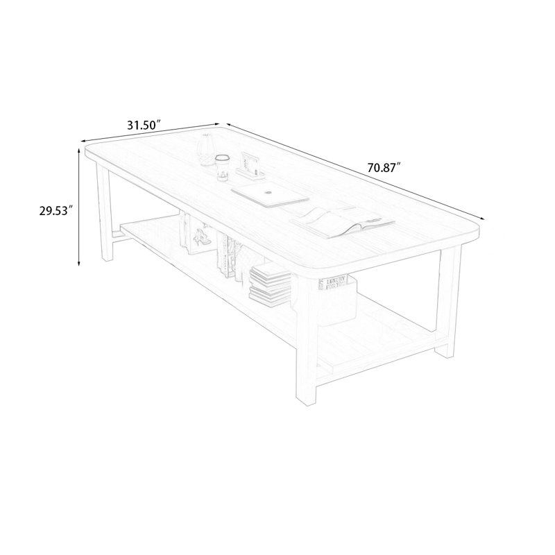 Rectangular Solid Wood Dining Table, 29.53"H x 70.87"L x 31.5"W, Nut-Brown
